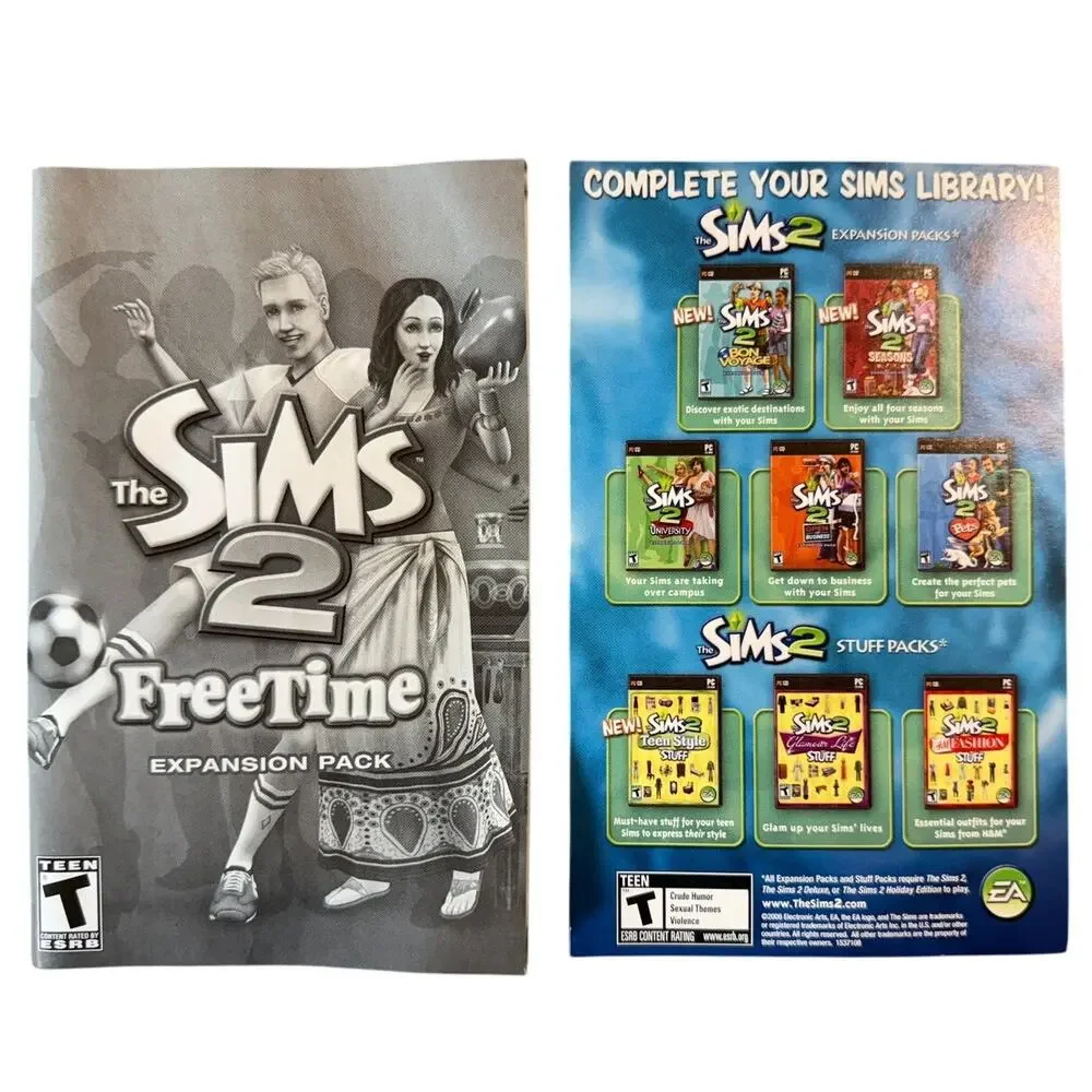 The Sims 2 FreeTime PC 2-Disc Expansion Pack EA 2008 Windows CD-ROM Complete